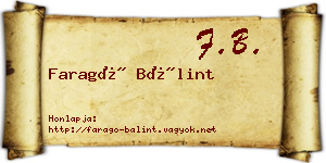 Faragó Bálint névjegykártya